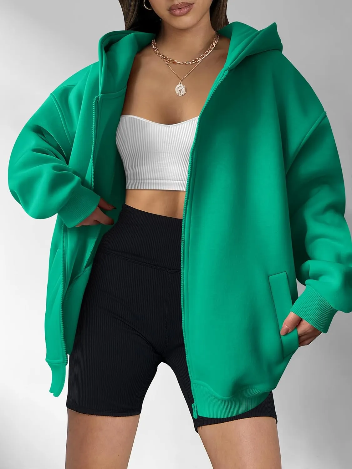 ANRABESS Womens Zip Up Hoodies Oversized Sweatshirt Long Sleeve Fleece Jackets Coat Workout Y2K Outfits 2025 Fall Trendy
