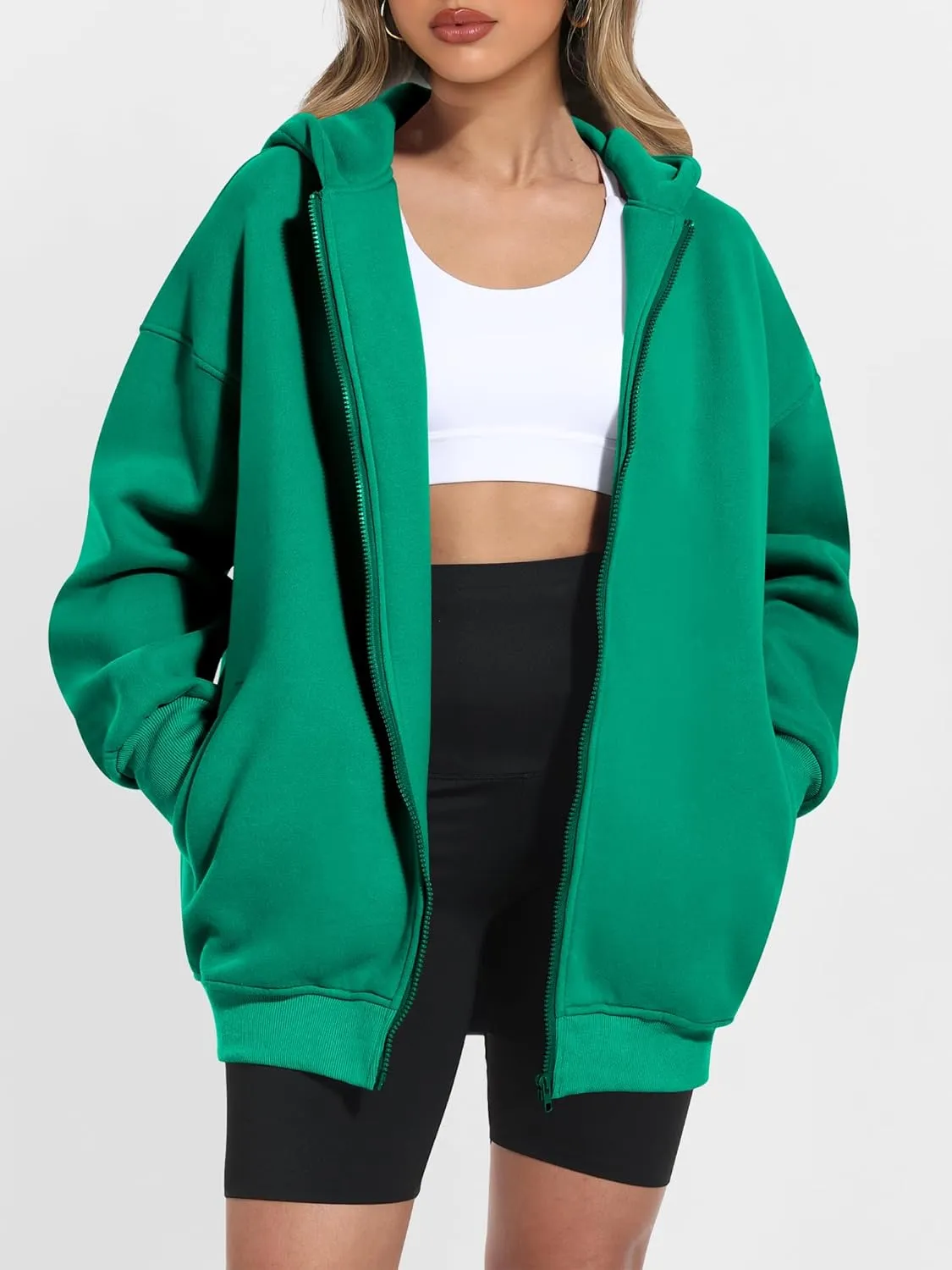 ANRABESS Womens Zip Up Hoodies Oversized Sweatshirt Long Sleeve Fleece Jackets Coat Workout Y2K Outfits 2025 Fall Trendy