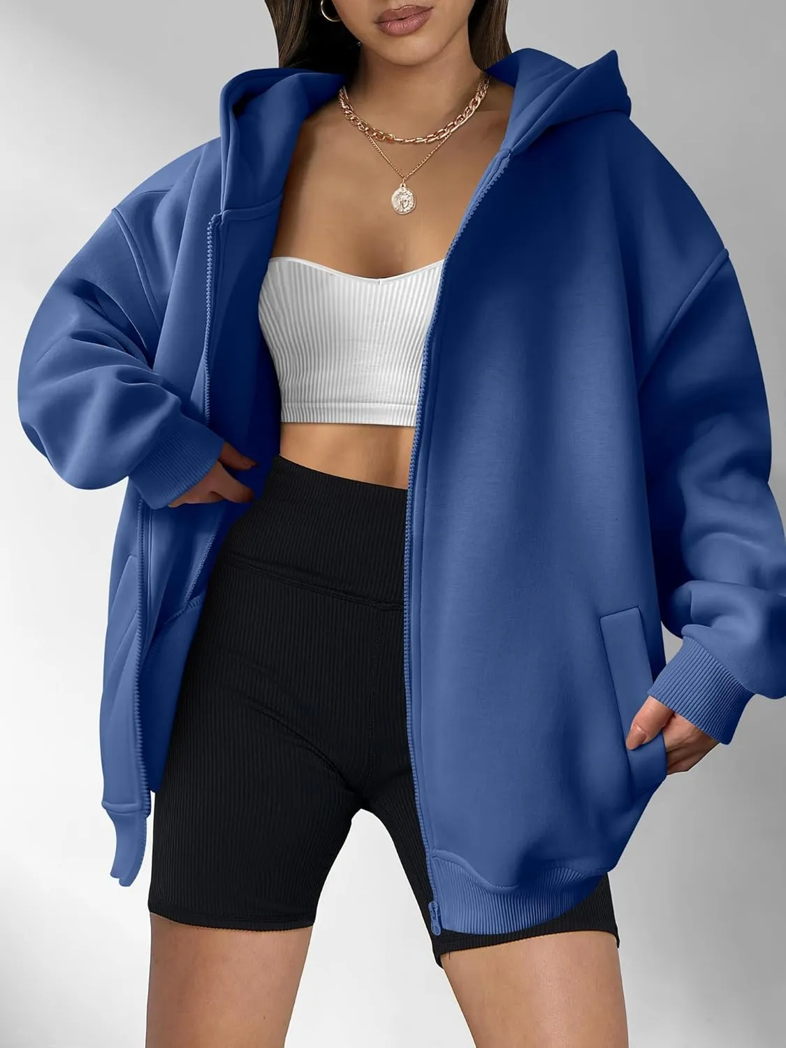 ANRABESS Womens Zip Up Hoodies Oversized Sweatshirt Long Sleeve Fleece Jackets Coat Workout Y2K Outfits 2025 Fall Trendy
