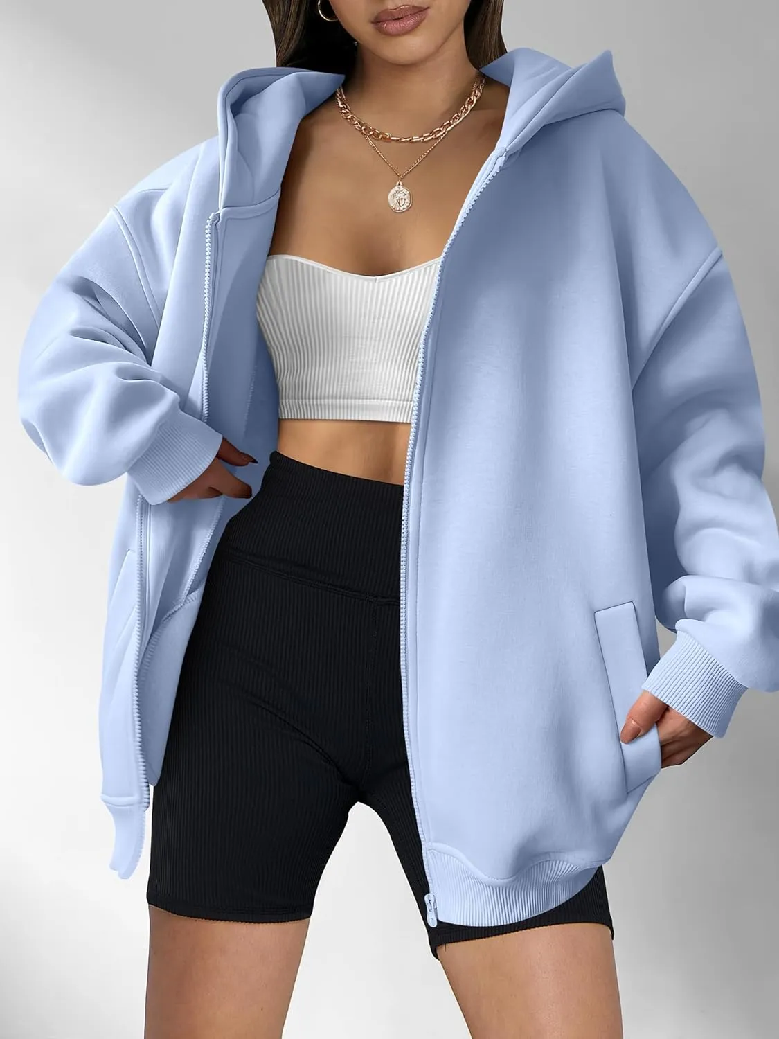ANRABESS Womens Zip Up Hoodies Oversized Sweatshirt Long Sleeve Fleece Jackets Coat Workout Y2K Outfits 2025 Fall Trendy