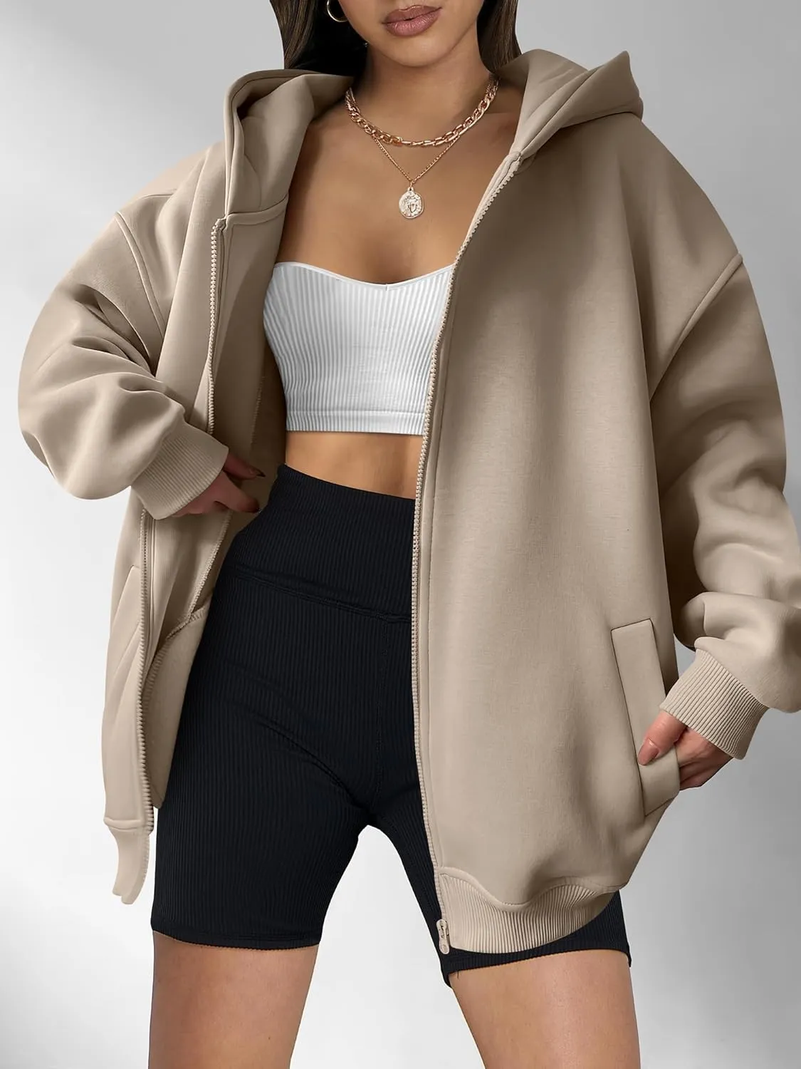 ANRABESS Womens Zip Up Hoodies Oversized Sweatshirt Long Sleeve Fleece Jackets Coat Workout Y2K Outfits 2025 Fall Trendy