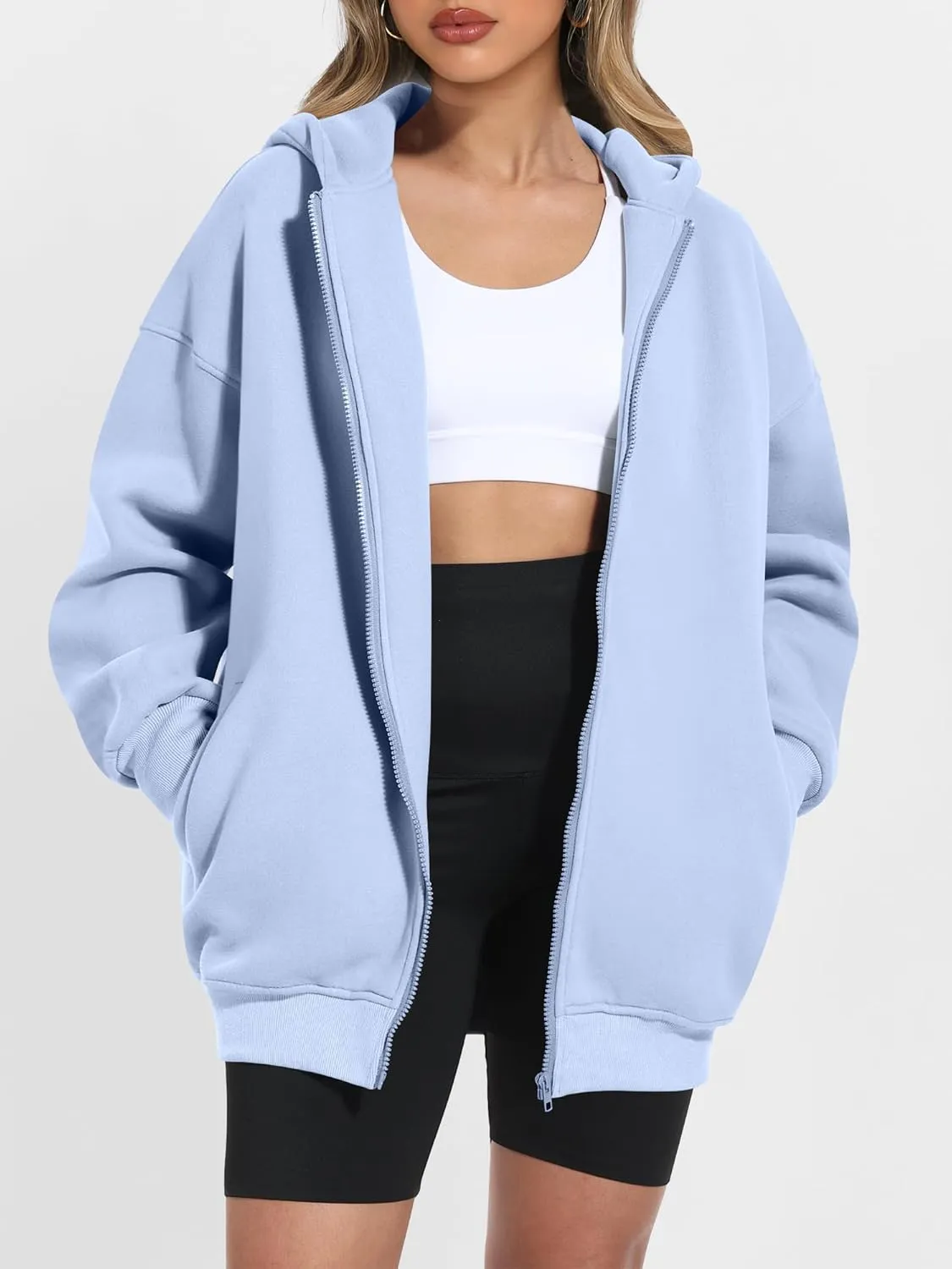 ANRABESS Womens Zip Up Hoodies Oversized Sweatshirt Long Sleeve Fleece Jackets Coat Workout Y2K Outfits 2025 Fall Trendy