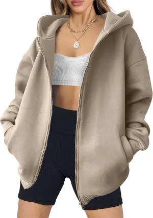 ANRABESS Womens Zip Up Hoodies Oversized Sweatshirt Long Sleeve Fleece Jackets Coat Workout Y2K Outfits 2025 Fall Trendy