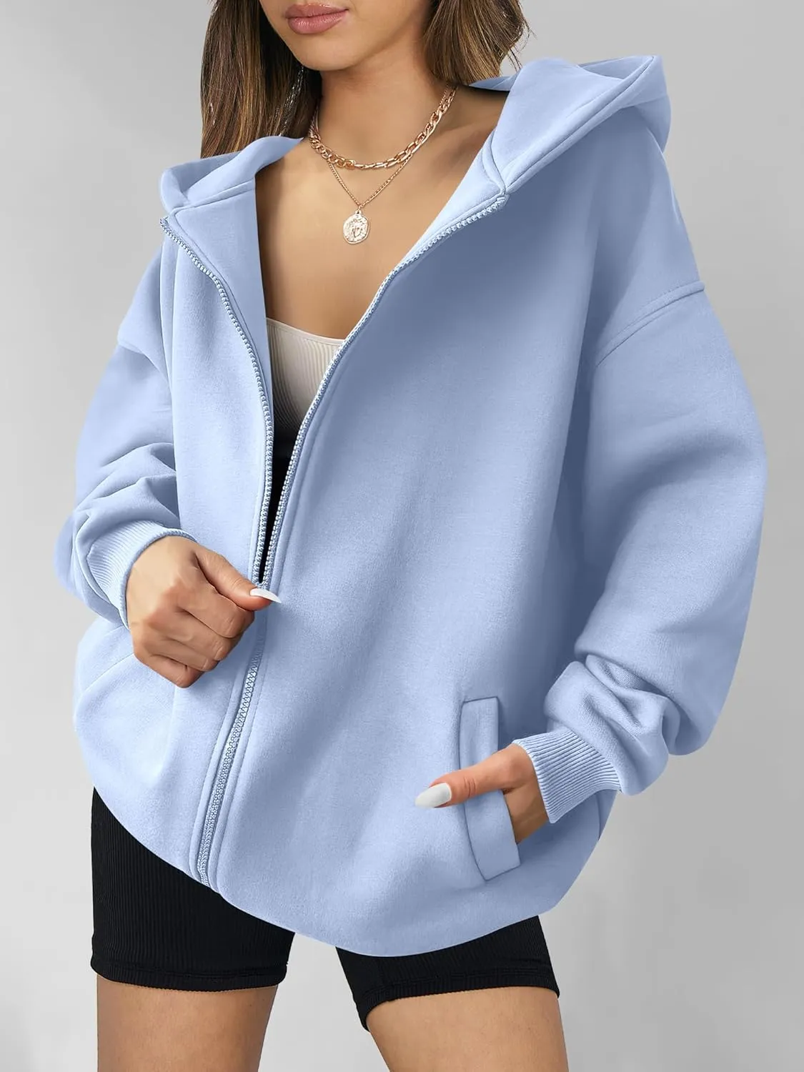ANRABESS Womens Zip Up Hoodies Oversized Sweatshirt Long Sleeve Fleece Jackets Coat Workout Y2K Outfits 2025 Fall Trendy
