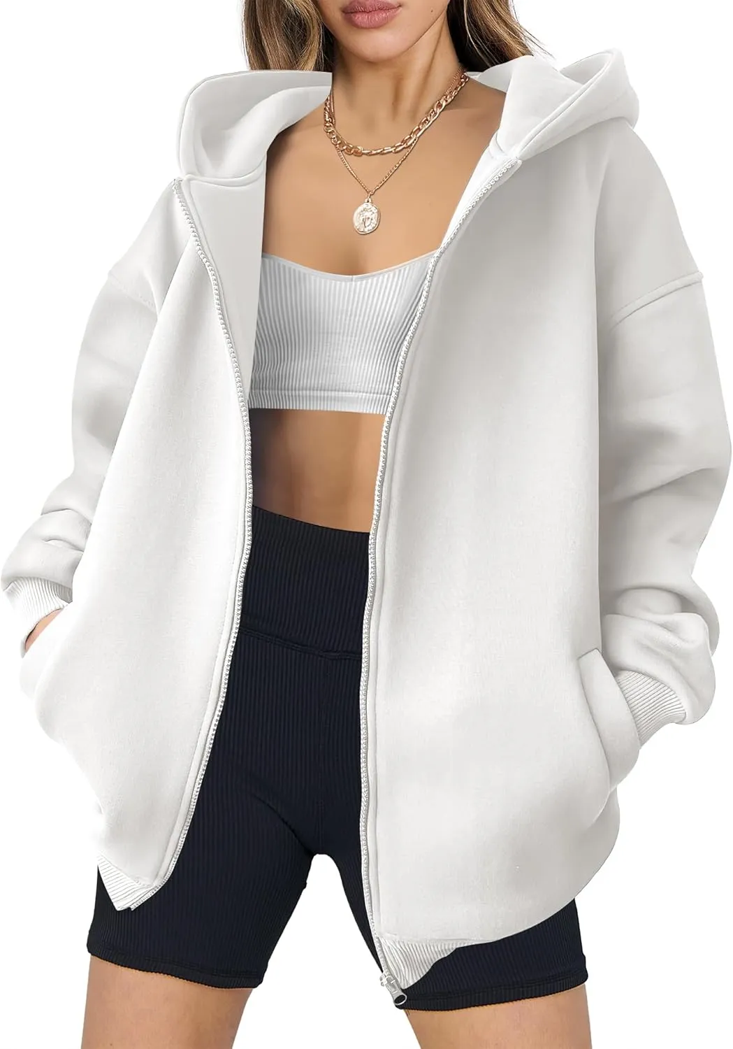 ANRABESS Womens Zip Up Hoodies Oversized Sweatshirt Long Sleeve Fleece Jackets Coat Workout Y2K Outfits 2025 Fall Trendy