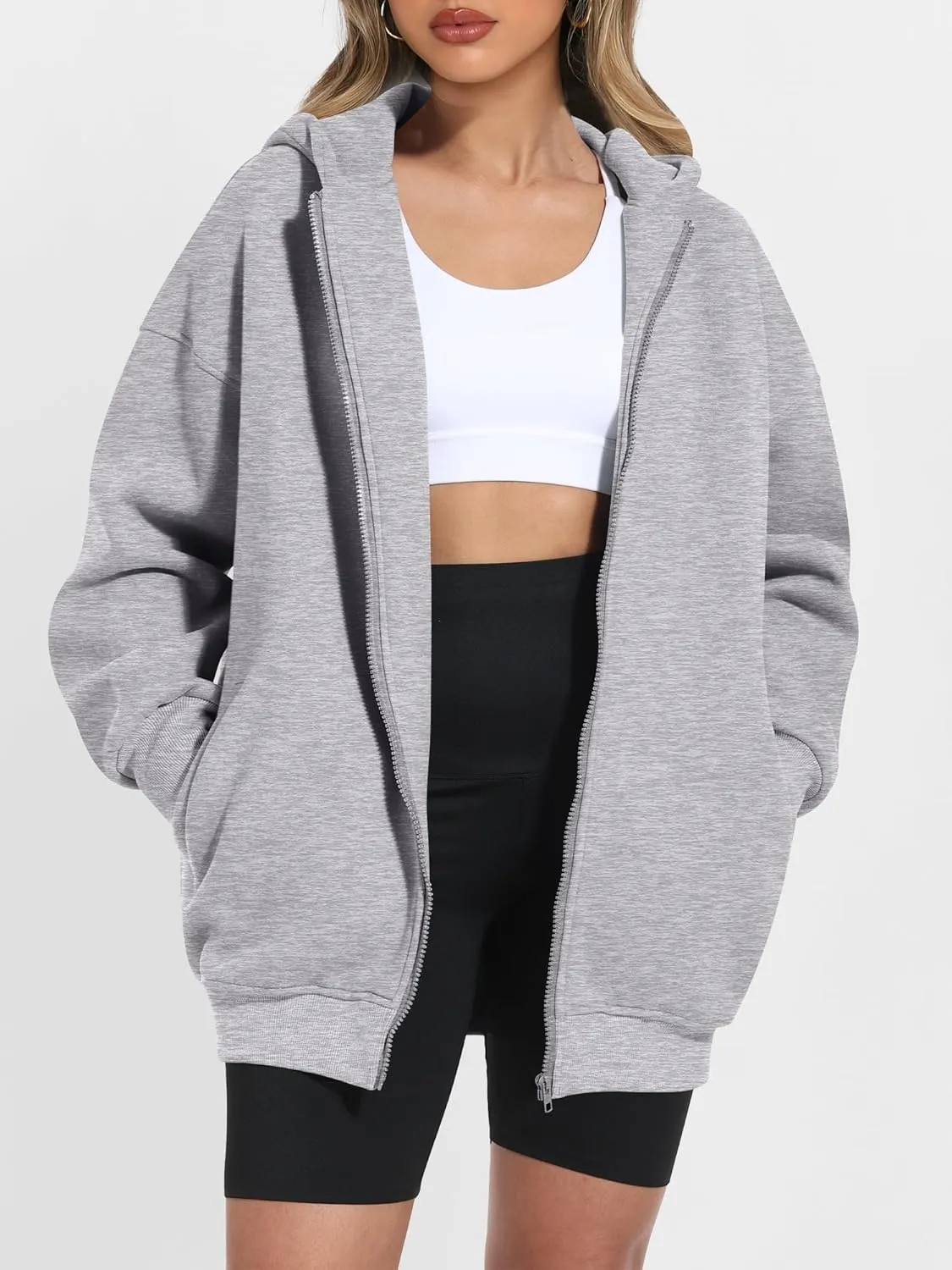 ANRABESS Womens Zip Up Hoodies Oversized Sweatshirt Long Sleeve Fleece Jackets Coat Workout Y2K Outfits 2025 Fall Trendy