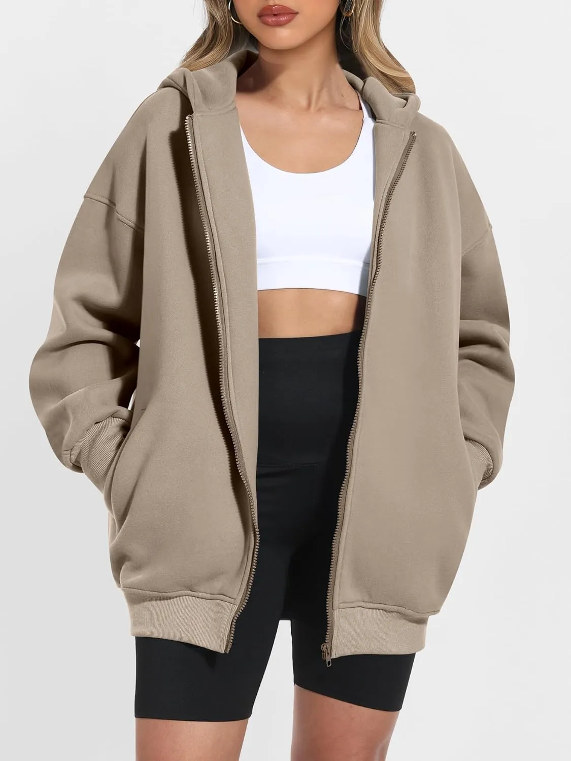 ANRABESS Womens Zip Up Hoodies Oversized Sweatshirt Long Sleeve Fleece Jackets Coat Workout Y2K Outfits 2025 Fall Trendy