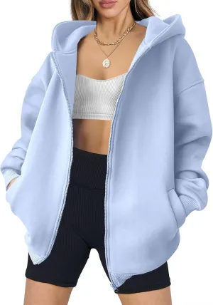 ANRABESS Womens Zip Up Hoodies Oversized Sweatshirt Long Sleeve Fleece Jackets Coat Workout Y2K Outfits 2025 Fall Trendy