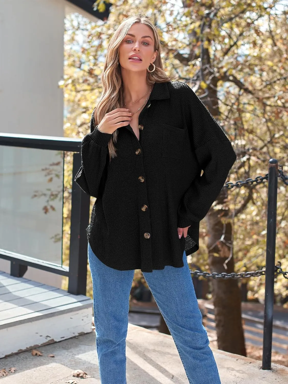 AUTOMET Womens Fall Cothes 2025 Fashion Country Concert Outfits Waffle Knit Shackets Corduroy Jackets Button Down Shirts Tops