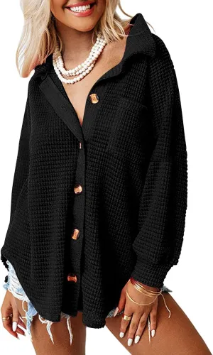 AUTOMET Womens Fall Cothes 2025 Fashion Country Concert Outfits Waffle Knit Shackets Corduroy Jackets Button Down Shirts Tops