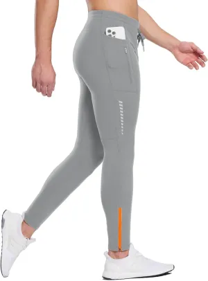 baleaf Men's Thermal Running Tights Winter Cycling Pants Fleece Lined Compression Leggings Zipper Pockets Cold Weather Gear