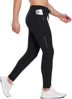 baleaf Men's Thermal Running Tights Winter Cycling Pants Fleece Lined Compression Leggings Zipper Pockets Cold Weather Gear