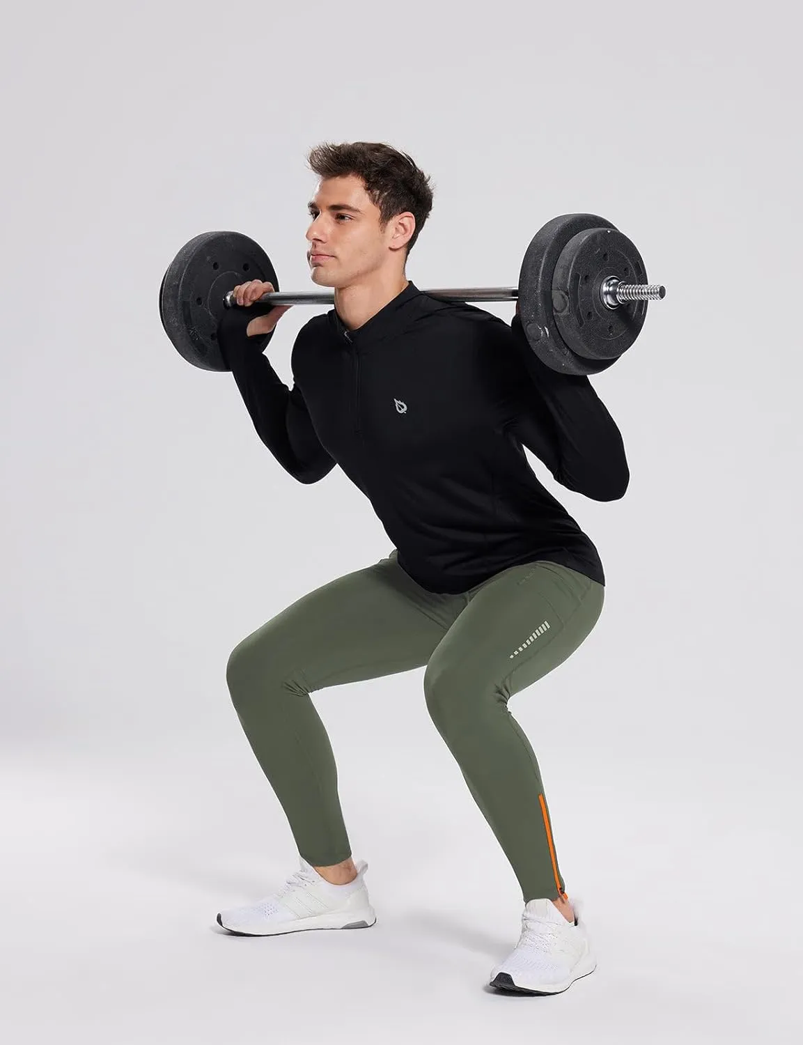 baleaf Men's Thermal Running Tights Winter Cycling Pants Fleece Lined Compression Leggings Zipper Pockets Cold Weather Gear
