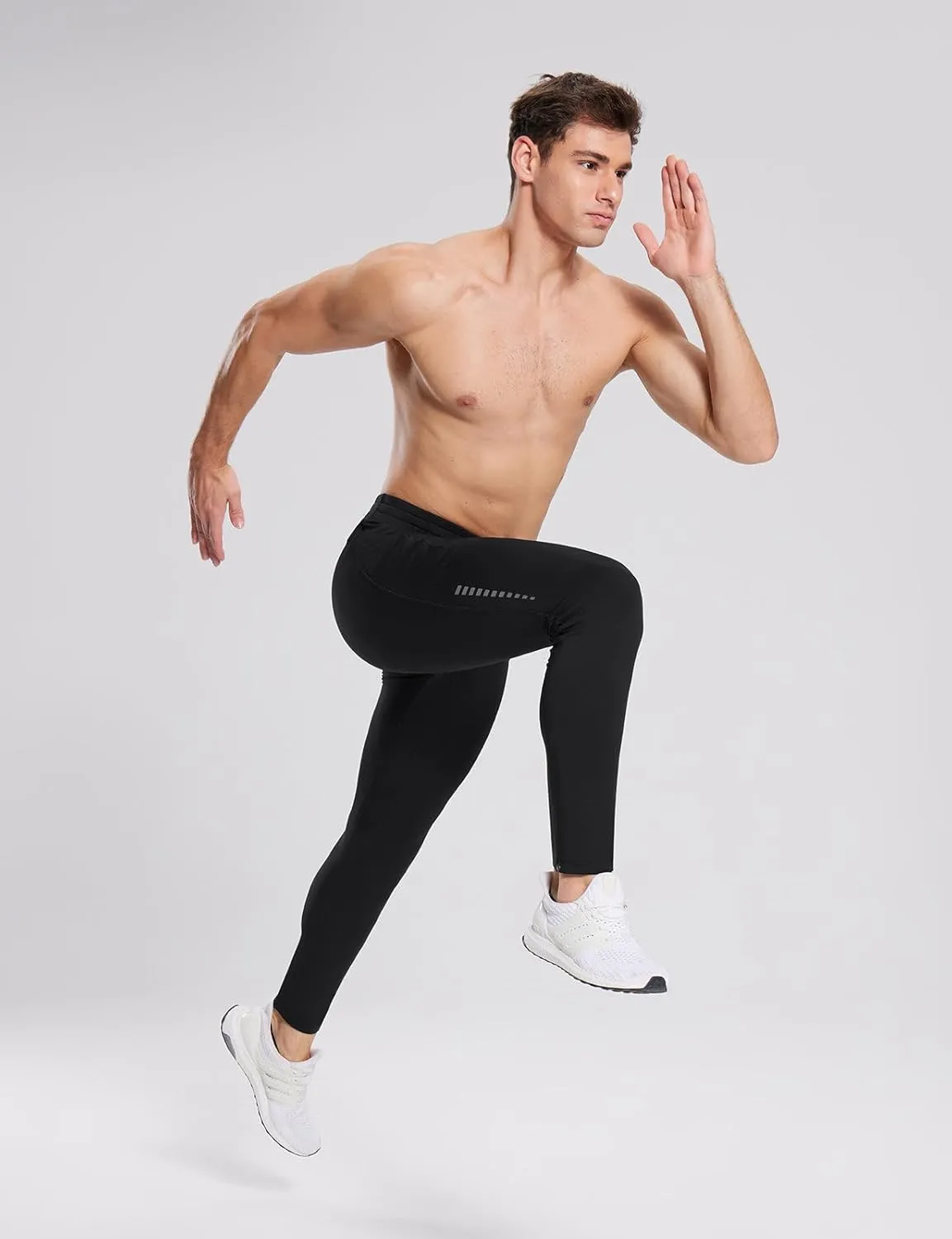 baleaf Men's Thermal Running Tights Winter Cycling Pants Fleece Lined Compression Leggings Zipper Pockets Cold Weather Gear