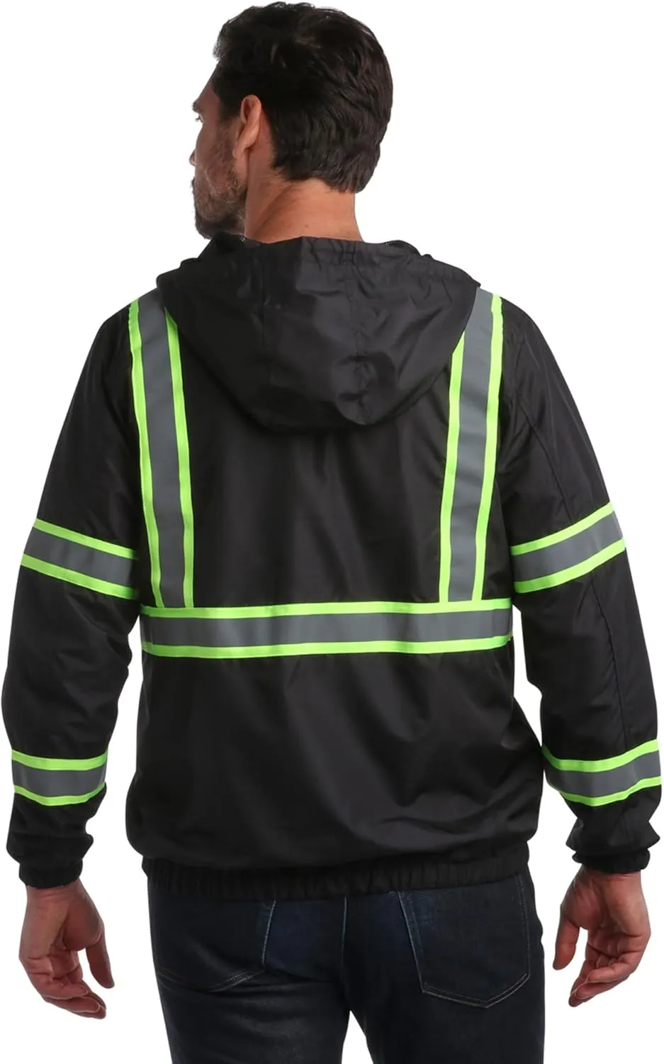 Bass Creek Outfitters Men's Hi Vis Jacket - ANSI Class 3 Safety Rain High Vis Waterproof Reflective Workwear (Sizes: M-XXL)