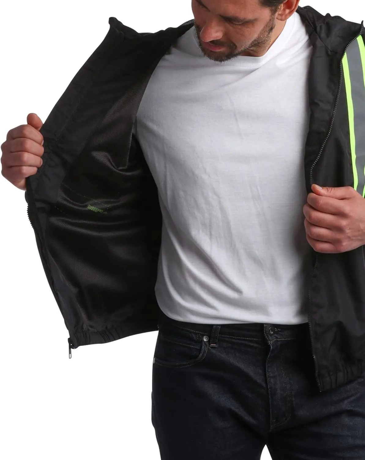 Bass Creek Outfitters Men's Hi Vis Jacket - ANSI Class 3 Safety Rain High Vis Waterproof Reflective Workwear (Sizes: M-XXL)
