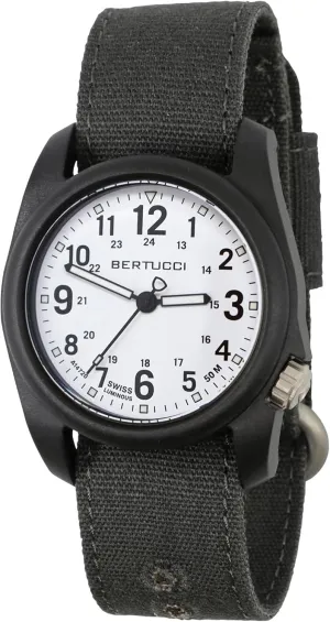 BERTUCCI Mens DX3 Black Comfort Canvas Band White Analog Dial Quartz Watch