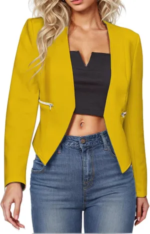 Blazers for Women Long Sleeve Open Front Cardigan Casual Work Office Busssiness Cropped Blazer Suit Jackets