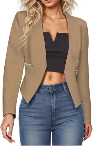 Blazers for Women Long Sleeve Open Front Cardigan Casual Work Office Busssiness Cropped Blazer Suit Jackets