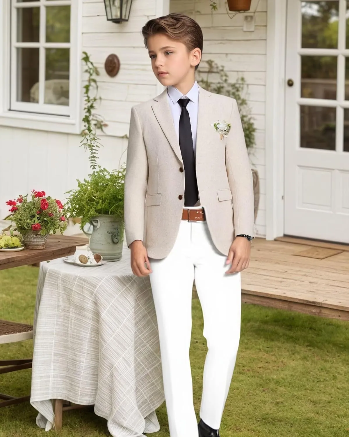 Bofan Boys Linen Blazer Suit Jackets for Boy Separate Kid Blazers Coats Summer Beach Prom Wedding Outfit