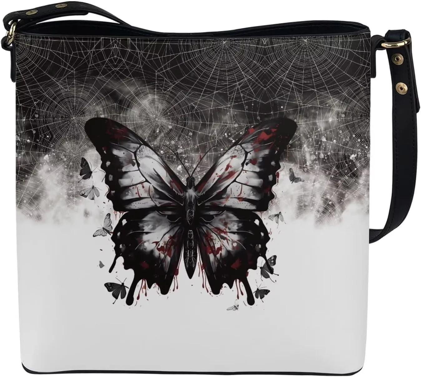 Boho Bags for Women Mushroom Graphic Leather Handbag Shoulder Crossbody Purse with Magnetic Snap and Strap