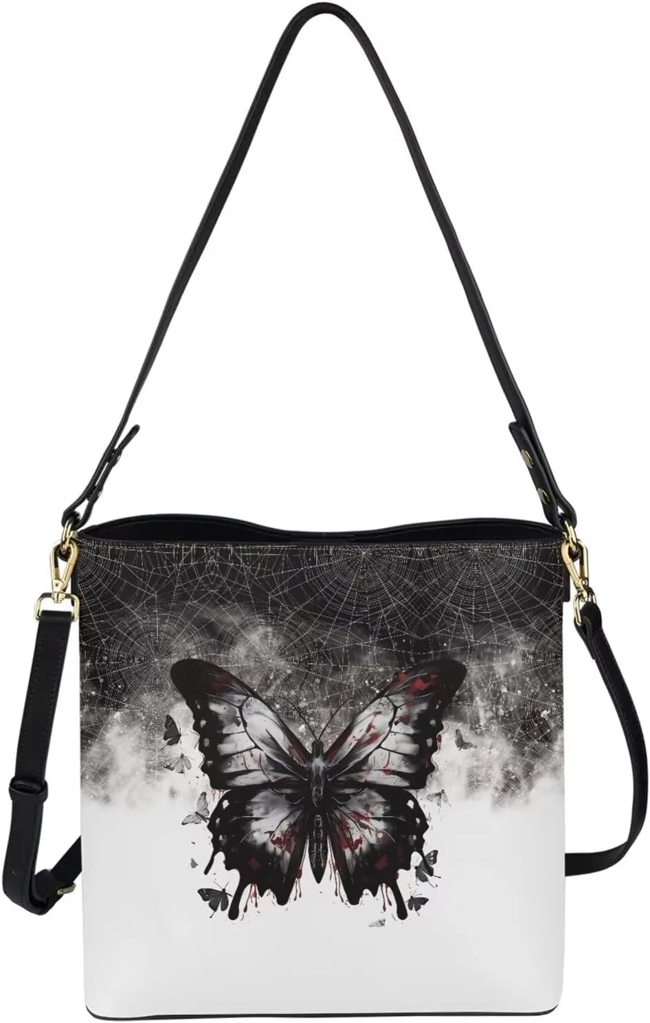 Boho Bags for Women Mushroom Graphic Leather Handbag Shoulder Crossbody Purse with Magnetic Snap and Strap