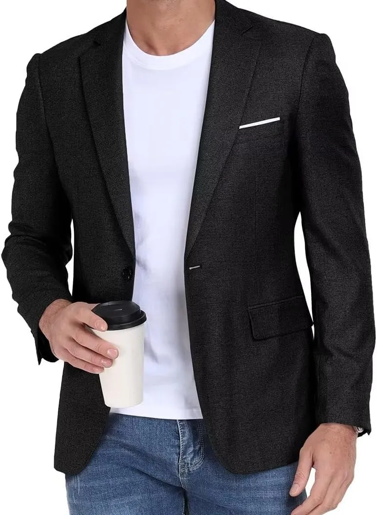 BONOW Men's Casual Blazer Jacket,Slim Fit Lightweight Sport Coats for Men One Button Bussiness Suit Jacket