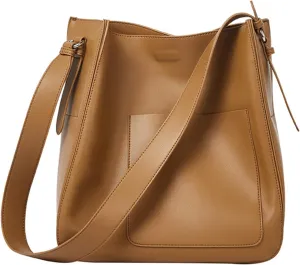 Bucket Shoulder Bags for Women Genuine Leather Casual Top Handle Hobo Tote Bag Purses Handbags with Magnetic Buttonbag1328OWOISS