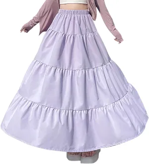 Casual Tiered Maxi Skirts for Women Cute Elastic High Waist Pleated Long Skirt Comfy A Linen Summer Dress