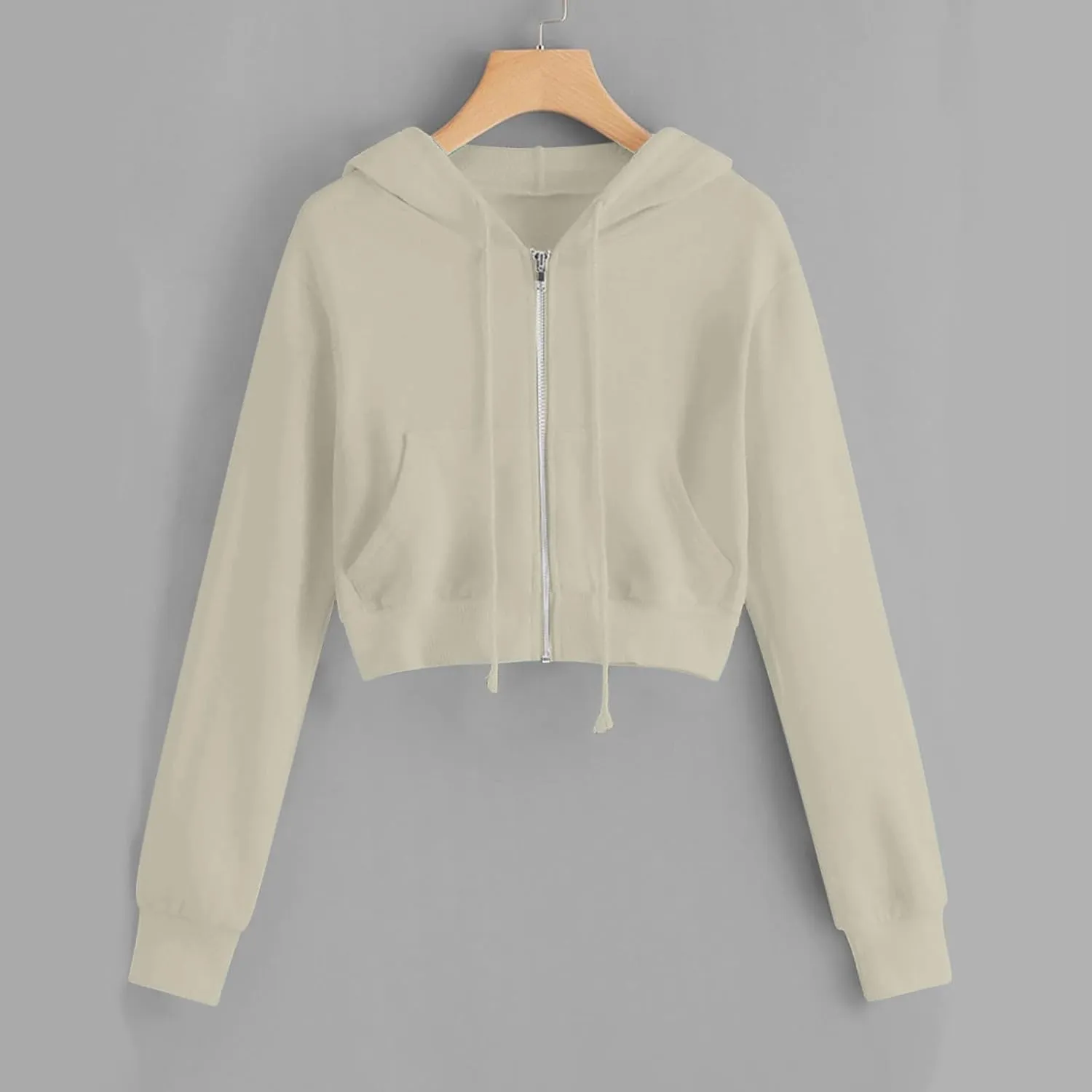 Ceboyel Zip Up Hoodies for Women Cropped Long Sleeve Sweatshirts Jackets Trendy Y2k Crop Tops Teen Girls Clothes 2023
