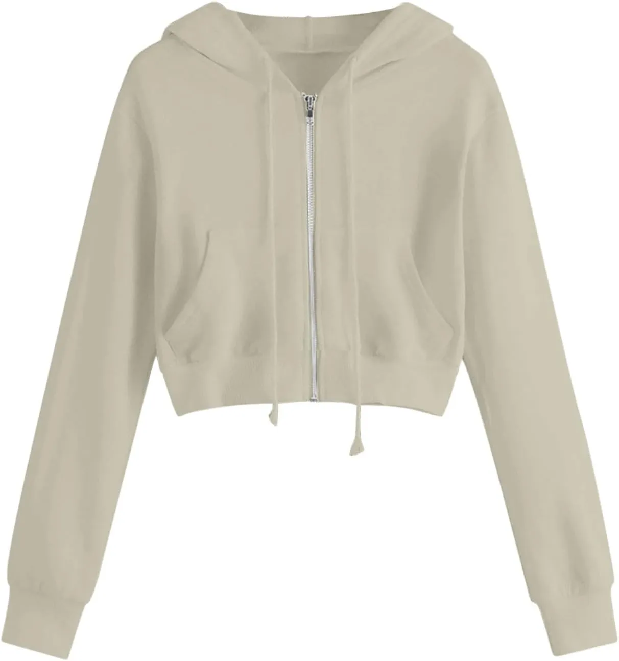 Ceboyel Zip Up Hoodies for Women Cropped Long Sleeve Sweatshirts Jackets Trendy Y2k Crop Tops Teen Girls Clothes 2023