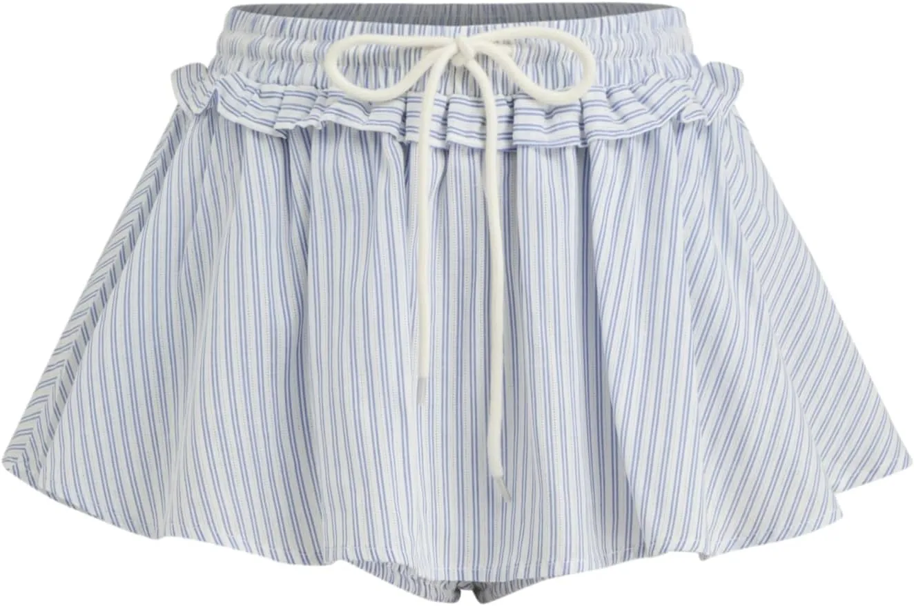 CIDER Skirts for Women Stripe Knotted Mini Skirt Mid Waist Cotton Blend Skirts Skorts Summer Beach Vacation