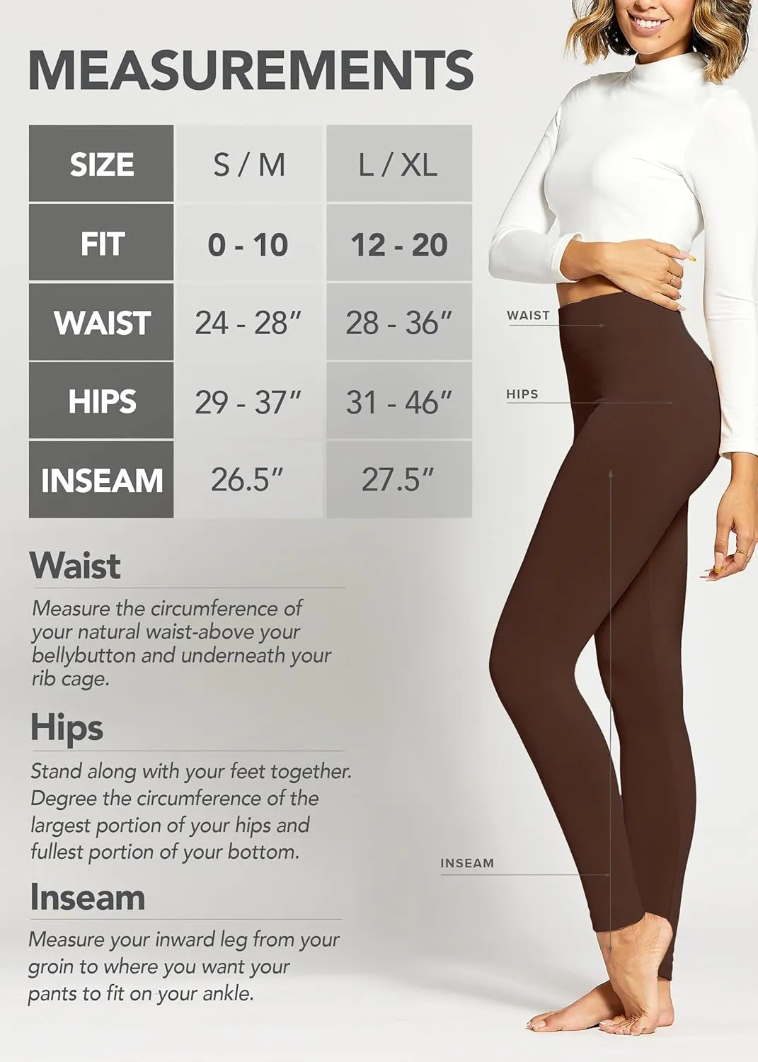 Conceited Fleece Lined Leggings Women - Regular and Plus Size Tights - Premium Fabric in Many Colors