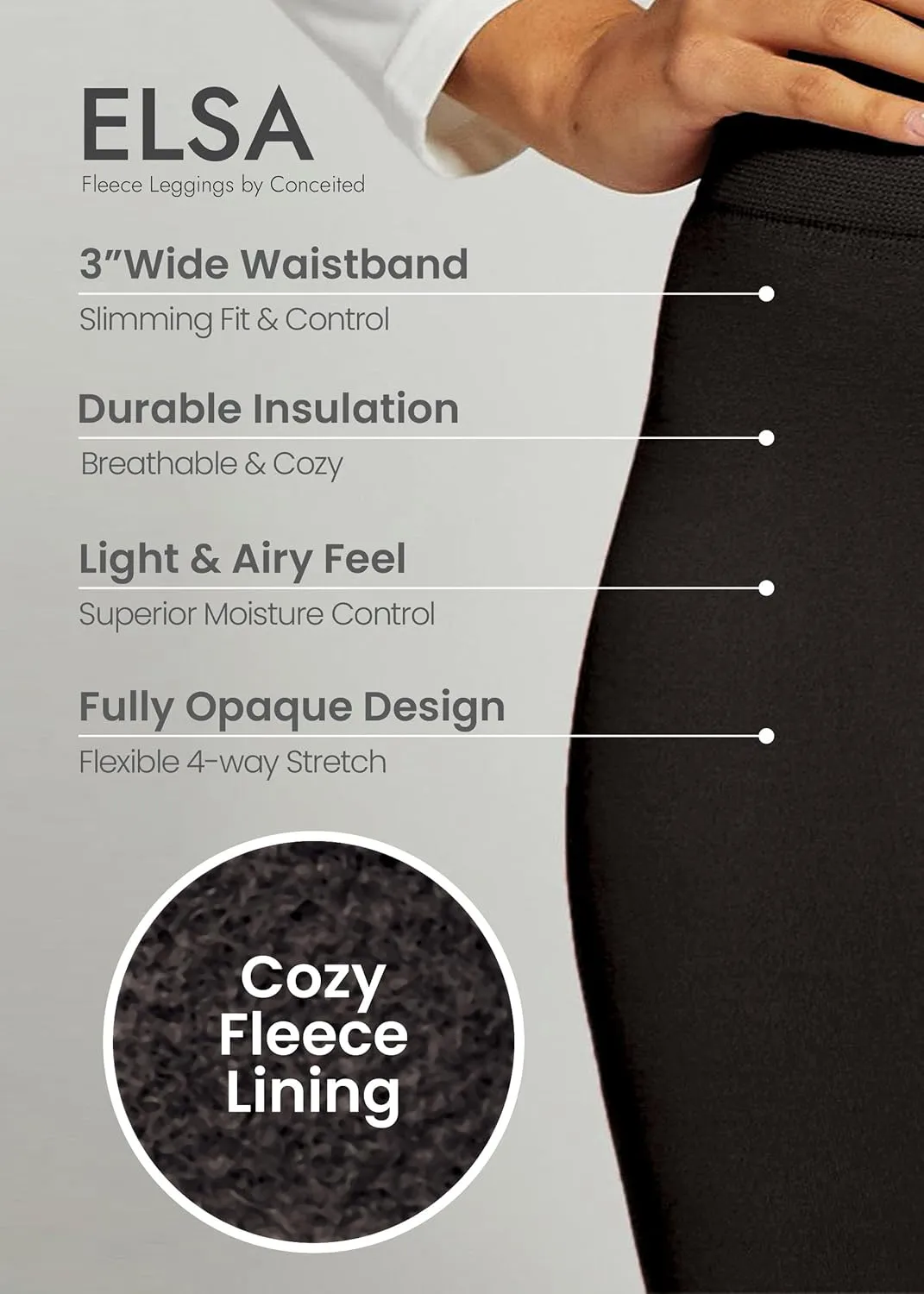 Conceited Fleece Lined Leggings Women - Regular and Plus Size Tights - Premium Fabric in Many Colors