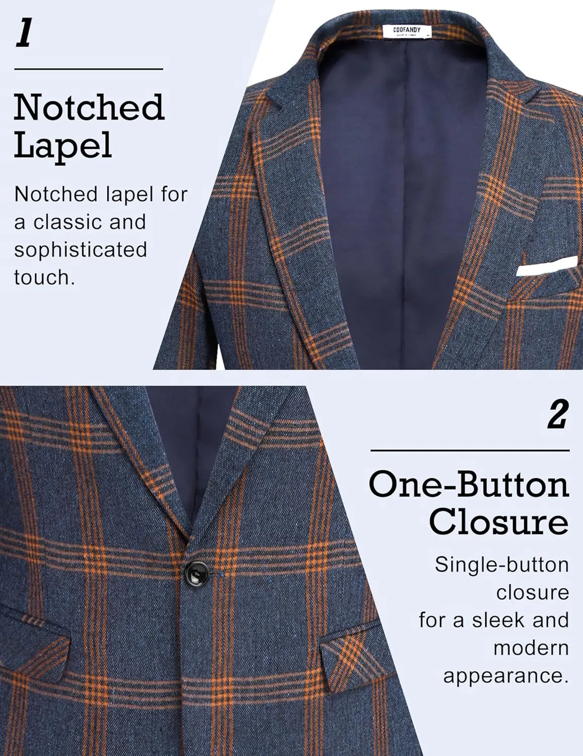 COOFANDY Men's Blazer Casual Sport Coats Slim Fit One Button Suit Jacket Lightweight Sports Jacket