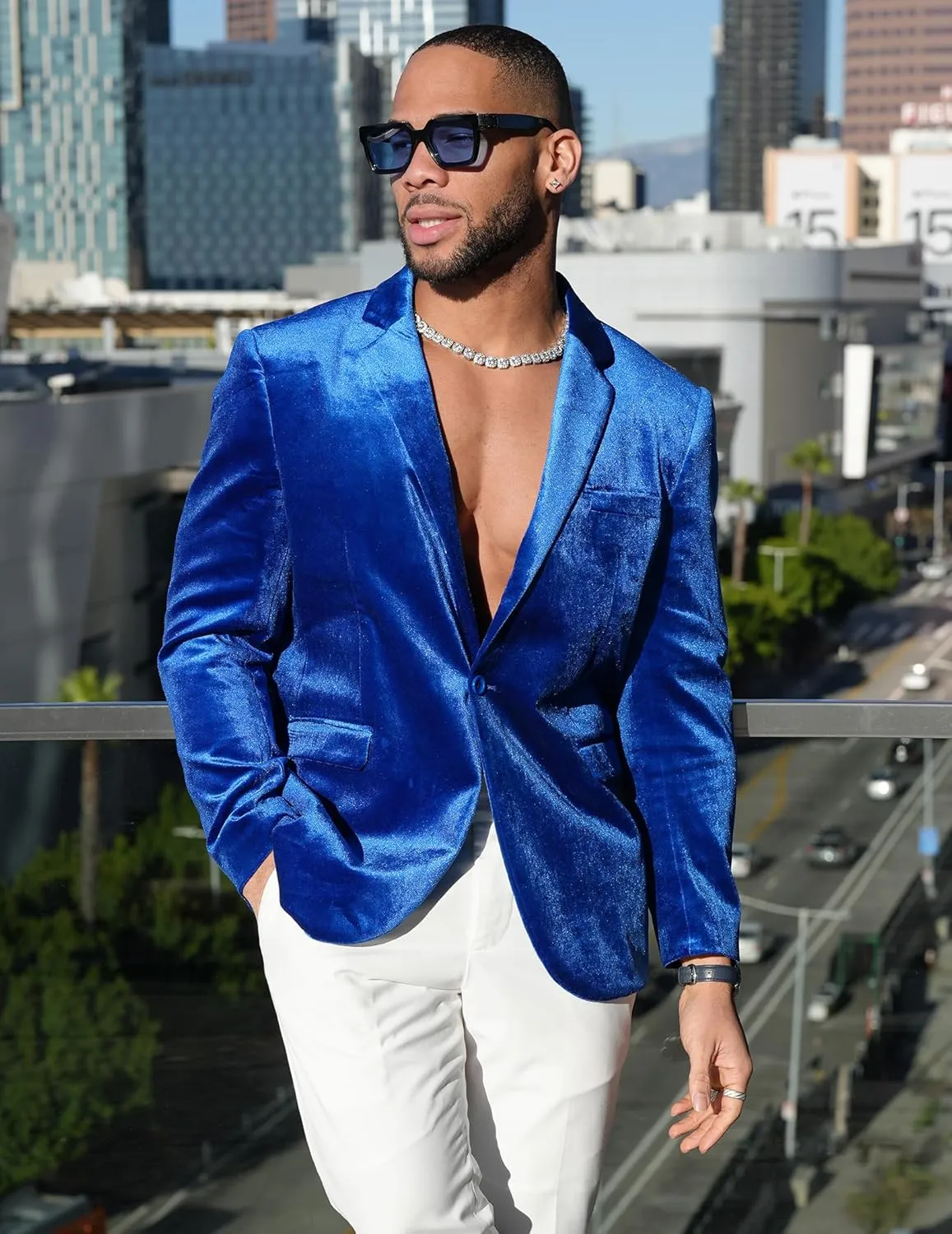 COOFANDY Men's Velvet Blazer Notched Lapel Velour Suit Jacket One Button Tuxedo Jackets for Wedding Prom Party Dinner