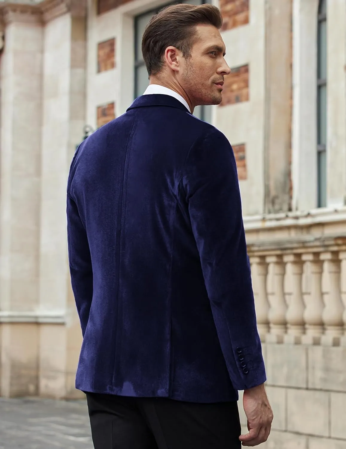 COOFANDY Men's Velvet Blazer Notched Lapel Velour Suit Jacket One Button Tuxedo Jackets for Wedding Prom Party Dinner
