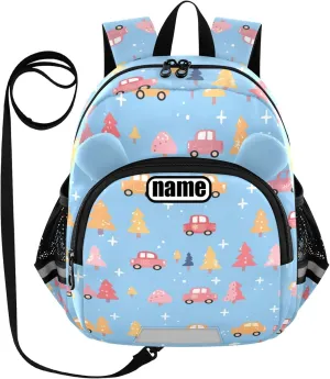 Cute Ears personalize Preschool Backpack Leash Boy's Girl's Anti-Lost Personalized Diaper Bag Backpack with Reflective Strip Cartoon Small Car Fir Tree