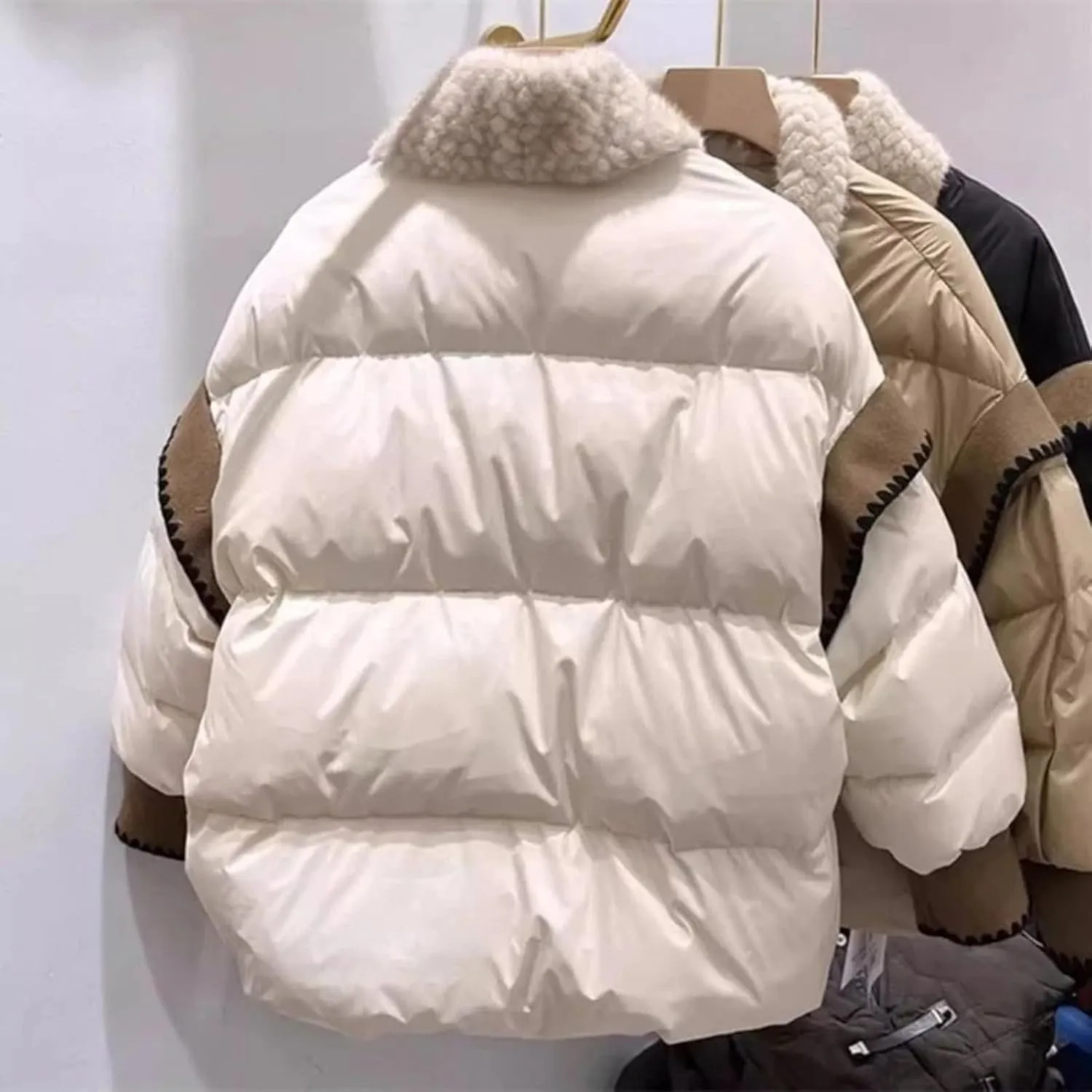 Dawery Stitching Buckle Cotton-Padded Jacket Women's Winter Plus Size Overcoat Parkas Bread Cotton Coats