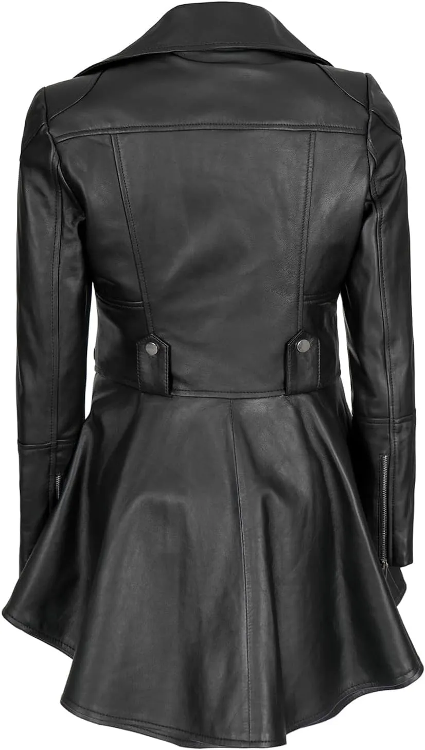Decrum Leather Peplum Jackets for Women - Real Lambskin Brown Purple Red & Black Leather Jacket Women