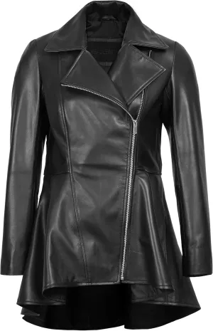 Decrum Leather Peplum Jackets for Women - Real Lambskin Brown Purple Red & Black Leather Jacket Women