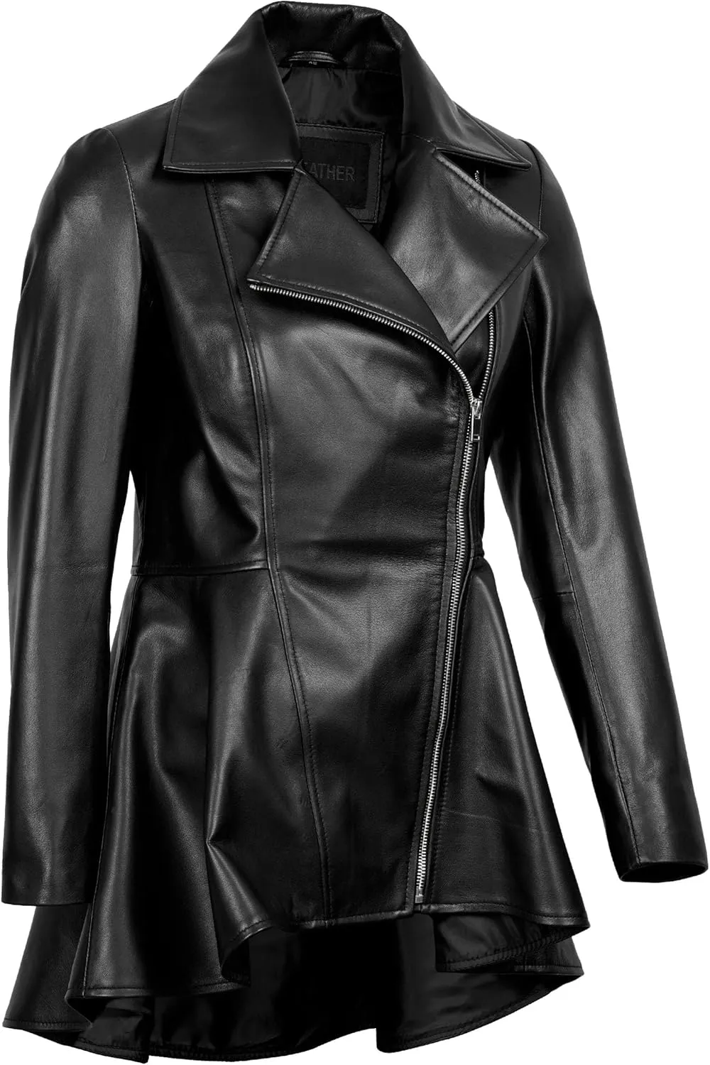 Decrum Leather Peplum Jackets for Women - Real Lambskin Brown Purple Red & Black Leather Jacket Women