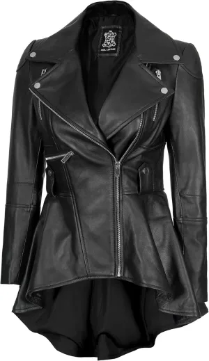 Decrum Leather Peplum Jackets for Women - Real Lambskin Brown Purple Red & Black Leather Jacket Women