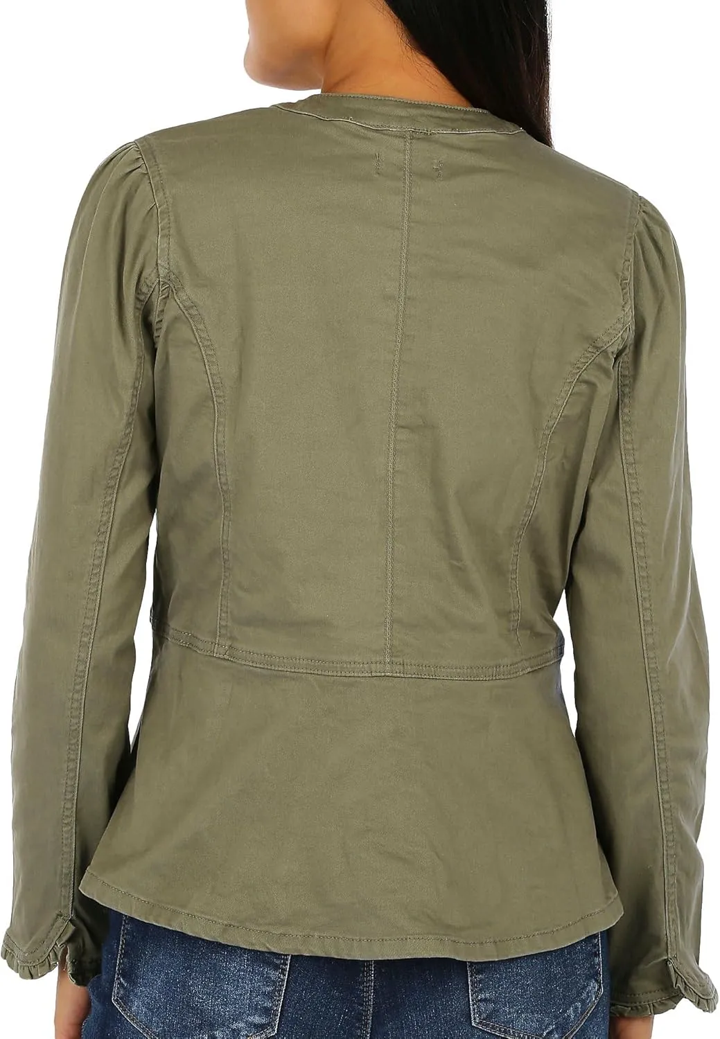 Democracy Women's Button Front Crochet Trim Jacket