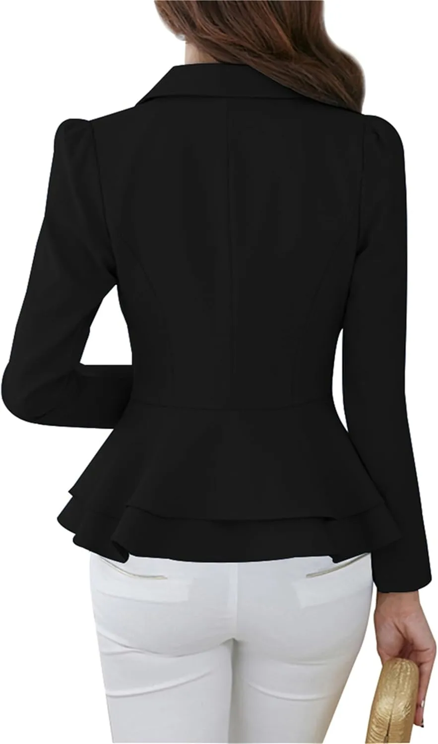 DIACACY Womens Button Down Open Front Blazer Long Sleeve Jacket Solid Color Plus Size Office Coat Blazer