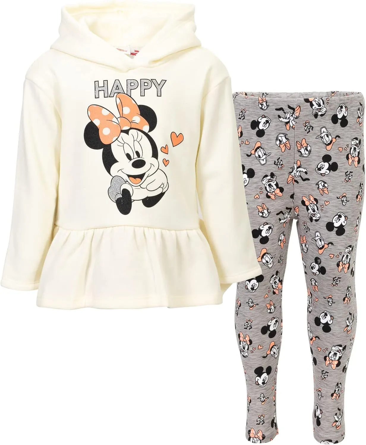 Disney Minnie Mouse Mickey Mouse Pullover Fleece Hoodie and Leggings Outfit Set Infant to Big Kid Sizes (12 Months - 14-16)