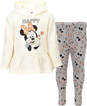 Disney Minnie Mouse Mickey Mouse Pullover Fleece Hoodie and Leggings Outfit Set Infant to Big Kid Sizes (12 Months - 14-16)