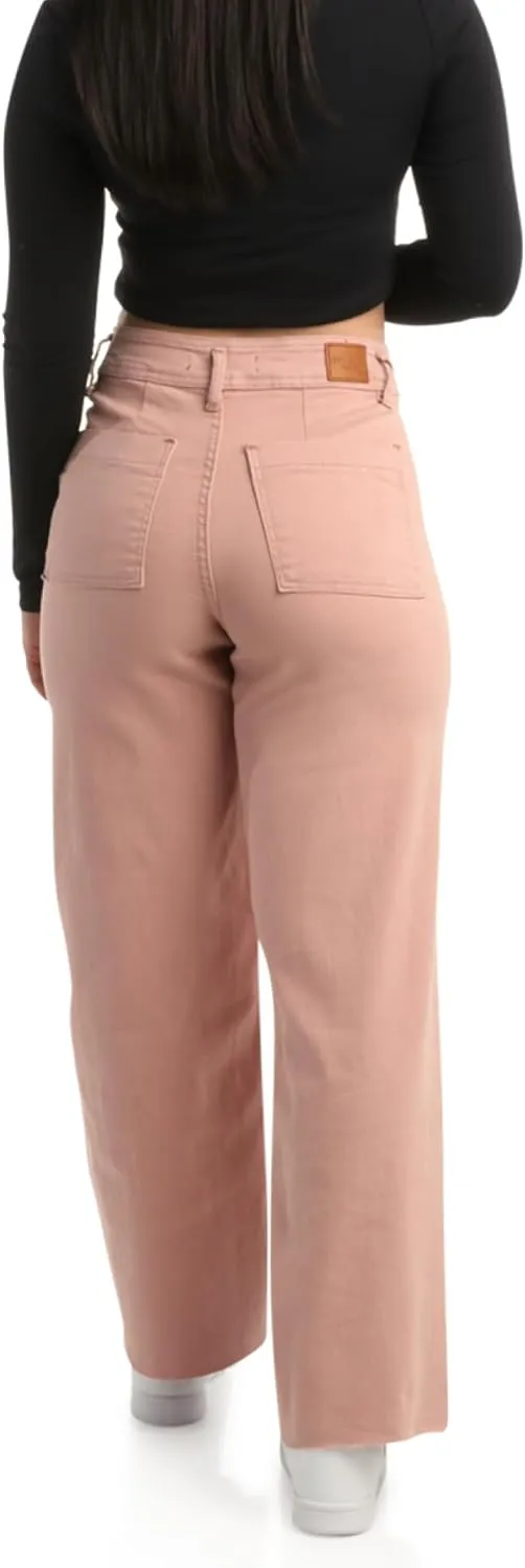 dollhouse Women's Jeans - Wide Leg Flare Cargo Jeans - Straight Leg Loose Cut Denim Pants with Cargo Pockets for Women (1-13)