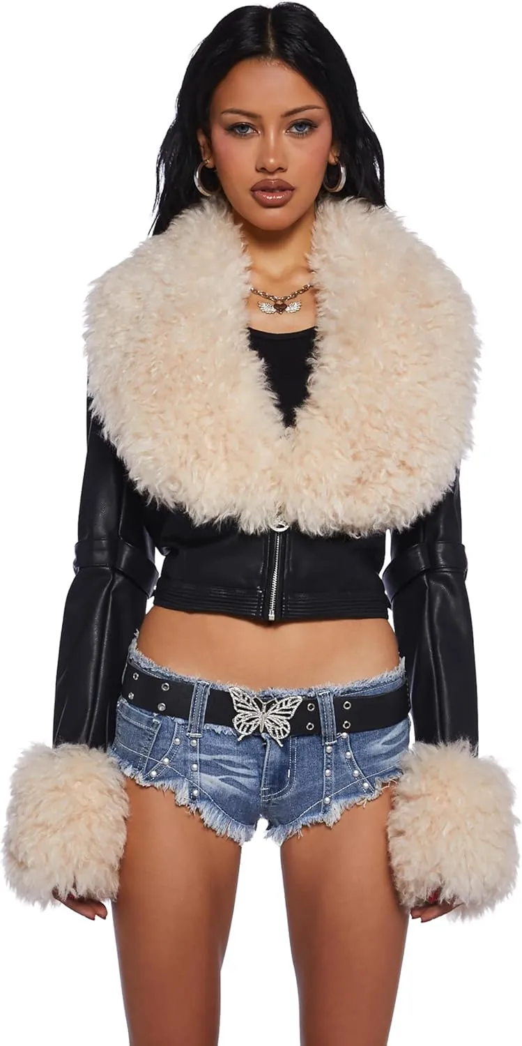 Dolls Kill Covet Moto Jacket by Generation Kiss  Cropped Vegan Leather Moto Jacket for Bold Streetwear Fashion