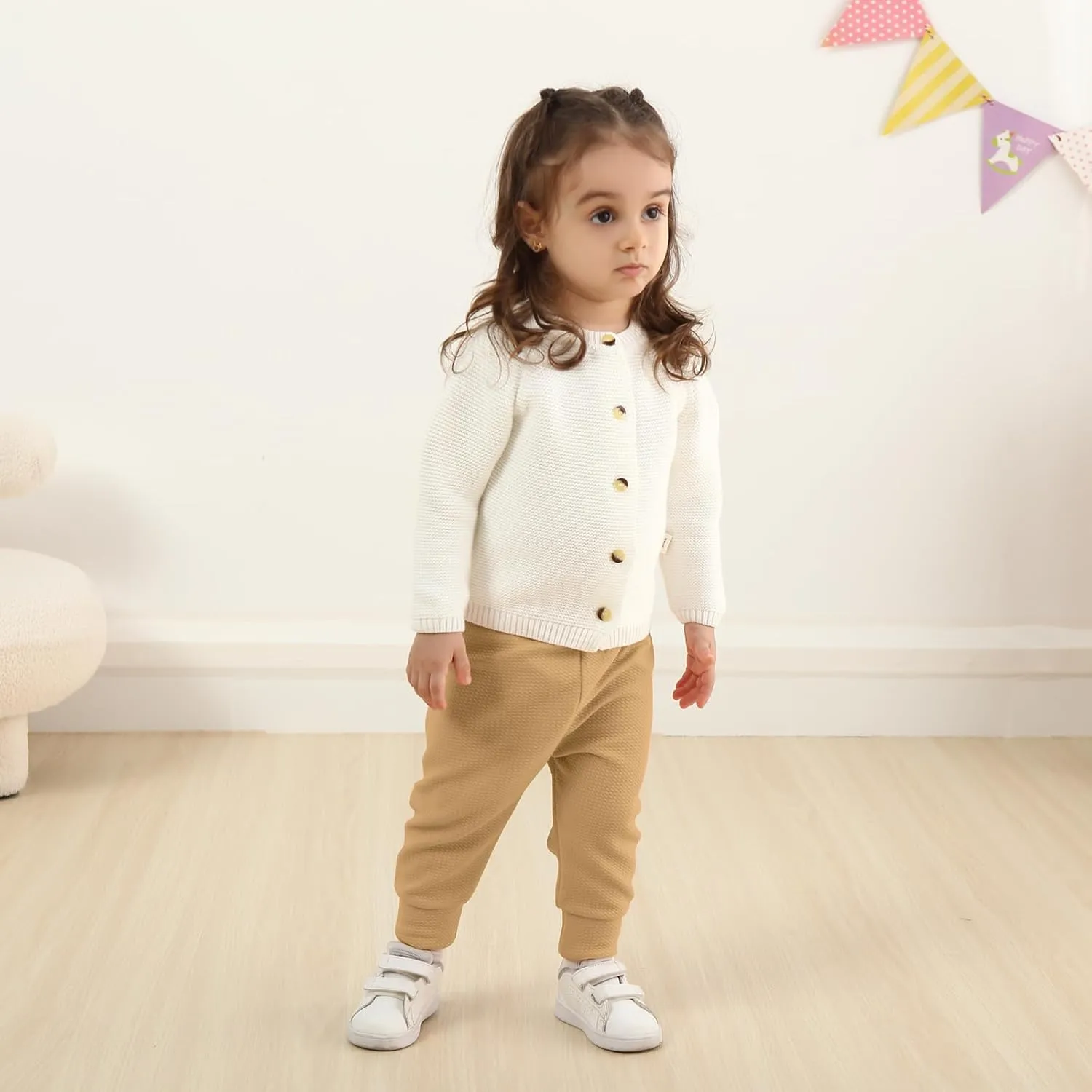 DREAM BUS 5 Pack Baby Girl Pants Toddler Girls Sweatpants Newborn Solid Jogger Pants Fall Baby Girl Waffles Leggings